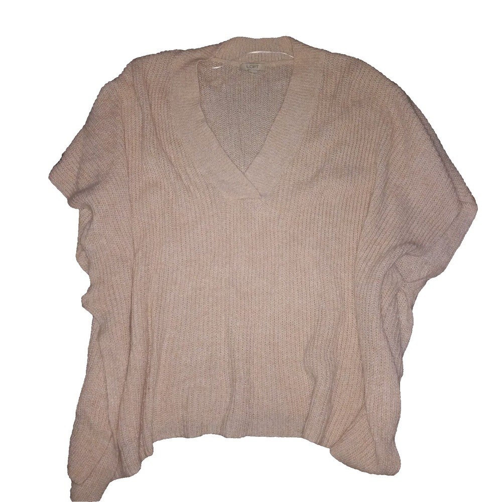 Loft Size XS S Sweater Layering Poncho‎ Women's Teal Peach V Neck Oversized